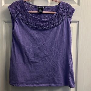 Architect Petites Purple Crochet Accent Sleeveless Blouse Petite Medium